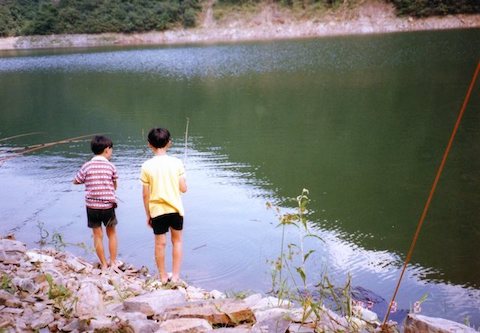 弟とお釣り遊び